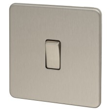 Knightsbridge 10AX 1 Gang Intermediate Screwless Flat Plate Light Switch - Brushed Chrome