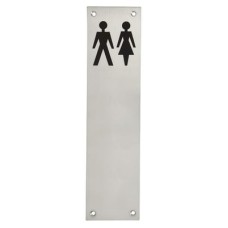 Exel Finger Plate - Unisex Toilet Door Sign - 300 x 75mm - Satin Stainless Steel