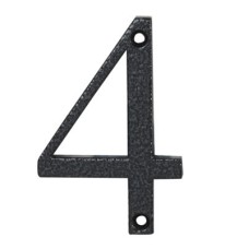 76mm Screw Fix Door Numeral - 4 - Antique Black Iron