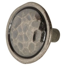 Olde Forge Mottled Round Cabinet Knob - 35mm Diameter - Antique Pewter