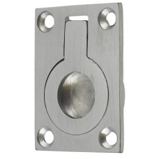 Exel Rectangular Flush Ring Cabinet Pull Handle - 38 x 27mm - Satin Chrome