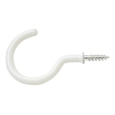 Cup Hook - 19mm Hook - White Plastic Coated - Pack of 10