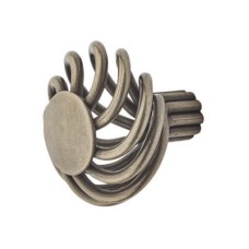 Olde Forge Cage Flat Round Cabinet Knob - 34mm Diameter - Polished Steel