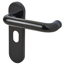 Hoppe AR600/24 Ebony Black Nylon Steel Core Safety Oval Door Handle - 48.5mm c/c - Paris Range