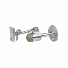 Horizontal Door Stop & Holder - 91 x 51mm - Satin Chrome