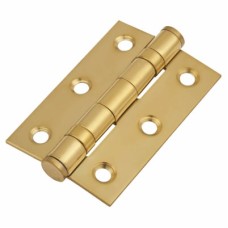 Twin Ball Bearing Butt Door Hinge - 75 x 50 x 2mm - Polished Brass - Pair