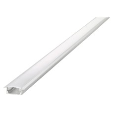 Integral LED Recessed Profile with Frosted Diffuser for LED Strip Light - 2000mm - Aluminium