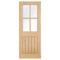 LPD Belize 4 Light Clear Bevelled Glazed Unfinished Solid Internal Door - 1981 x 762 x 35mm - Oak