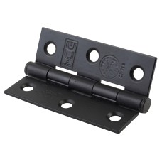 Plain Steel Grade 7 Butt Fire Door Hinge - 76 x 50 x 2mm - Matt Black - Pair