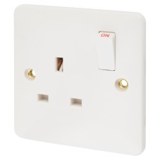 Exel 13A 1 Gang Double Pole Switched Socket - White 
