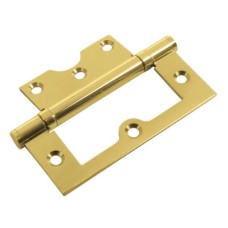 Ball Bearing Flush Door Hinge - 100 x 72 x 2.5mm - Polished Brass - Pair