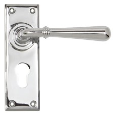 From The Anvil Polished Chrome Euro Lock Door Handle - Newbury Range - 152 x 50mm