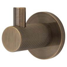 Exel Knurled Single Coat Hook - 50 x 25mm - Antique Brass