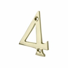 76mm Screw Fix Door Numeral - 4 - Polished Brass