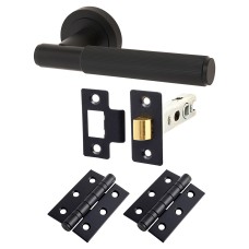 Exel Nova Lines Latch Door Handle on Rose Kit - Matt Black