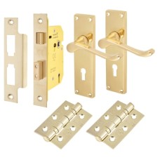 Exel Victorian Scroll 3 Lever Sashlock Door Handle Kit - Polished Brass