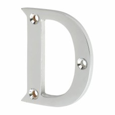 63mm Screw Fix Door Letter - D - Polished Chrome