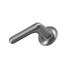 Satin Stainless Steel Anti-Ligature Door Handles on Round Rose 