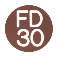 Exel FD30 Fire Door Sign - Self Adhesive - 25mm Diameter - Rigid Plastic - Brown