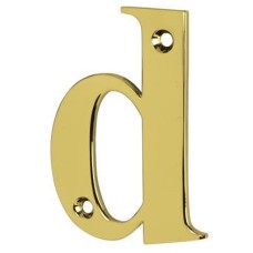 79mm Screw Fix Door Letter - d - Polished Brass Effect