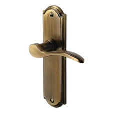Heritage Brass by M Marcus Antique Brass Scroll Latch Door Handle - Howard Range - 171 x 48mm