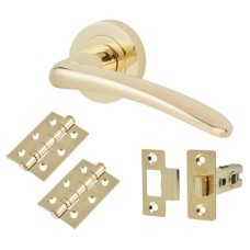 Exel Eloise Latch Door Handle on Rose Kit - Polished Brass