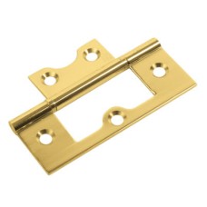 Flush Door Hinge - 75 x 46 x 1.7mm - Polished Brass - Pair