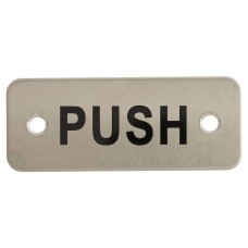 Exel Push Rectangular Door Sign - 75 x 30mm - Satin Stainless Steel