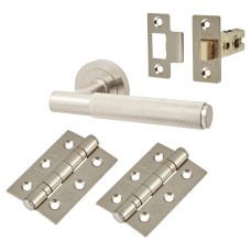 Exel Remi Knurled Latch Door Handle Kit - Satin Nickel