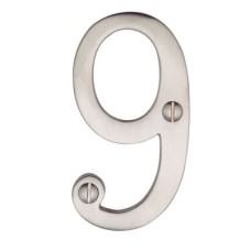 Heritage Brass by M Marcus 76mm Screw Fix Door Numeral - 9 - Satin Nickel