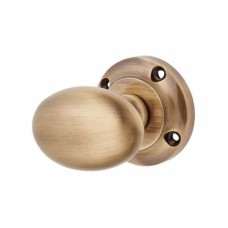 Exel Oval Mortice Door Knob - 57mm Rose Diameter - Antique Brass