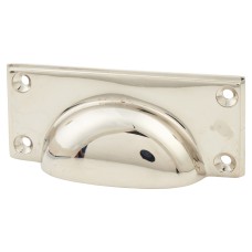From The Anvil Art Deco Cabinet Cup Handle - 84mm Centres - Polished Nickel