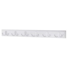Exel Double Coat Hook Rail - 685 x 70 x 15mm - 6 Hooks - White Board with Polished Chrome Hooks