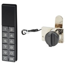 Digital Code Operated Cabinet Drawer Cam Lever Lock - Vertical Keypad - Black