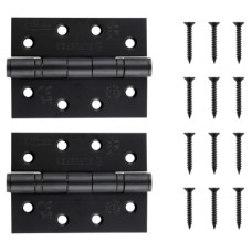 Twin Ball Bearing Grade 13 Butt Fire Door Hinge - 102 x 76 x 3mm - Black Powder Coated - Pair