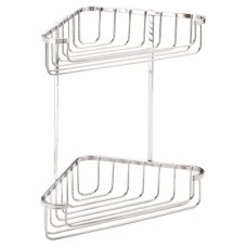 Croydex Wirework Medium Corner Shower Basket - Two Tier - 320 x 250 x 150mm - Mild Steel
