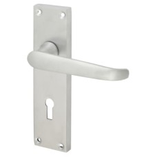 Exel Satin Chrome Victorian Straight Keyhole Lock Door Handle - 155 x 42mm