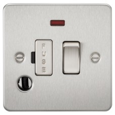 Knightsbridge 13A 1 Gang Flat Plate Switched Fused Spur with Neon & Flex Outlet - Brushed Chrome
