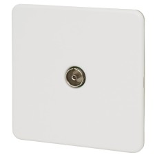 Knightsbridge 1 Gang Screwless Flat Plate Non Isolated TV Outlet - Matt White
