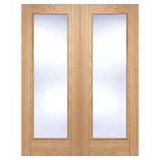 LPD Vancouver Clear Glazed Pre-Finished Internal French Doors - 1981 x 1524 x 40mm - Oak 