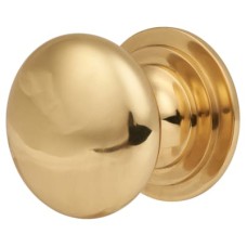 Exel Victorian Turned Round Cabinet Knob - 38mm Diameter - Polished Brass
