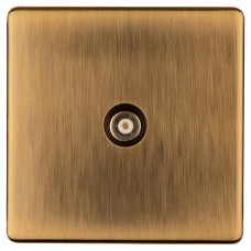 Eurolite Concealed 1 Gang Screwless Flat Plate Isolated TV Coaxial Socket - Antique Brass/Black