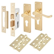 Exel Victorian Scroll Euro Lock Door Handle Kit - Polished Brass