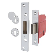 ERA Fortress BS3621:2017 5 Lever Deadlock - 79mm Case - 56mm Backset - Polished Chrome