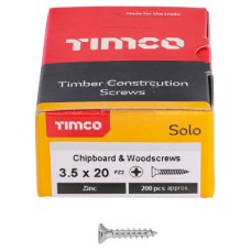 TIMCO Solo Chippy Pozi Countersunk Wood Screws - 3.5 x 20mm - Zinc Plated - Pack of 200