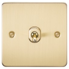 Knightsbridge 10AX 1 Gang 2 Way Flat Plate Toggle Light Switch - Brushed Brass