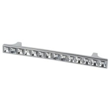 Exel Cut Square Glass T-Bar Cabinet Pull Handle - 96mm Centres - Polished Chrome