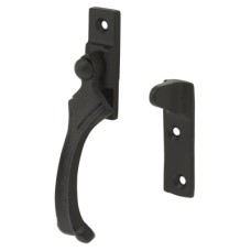 Olde Forge Victorian Cast Iron Wedge Casement Window Fastener - Reversible - Malleable Black Iron