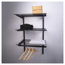 Exel Wardrobe Kit - 1 Bay & 3 x Ventilated Wire Shelf - Black