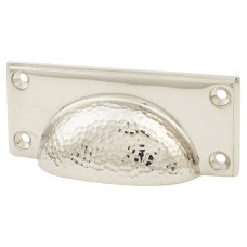 From The Anvil Hammered Art Deco Cabinet Cup Handle - 84mm Centres - Polished Nickel